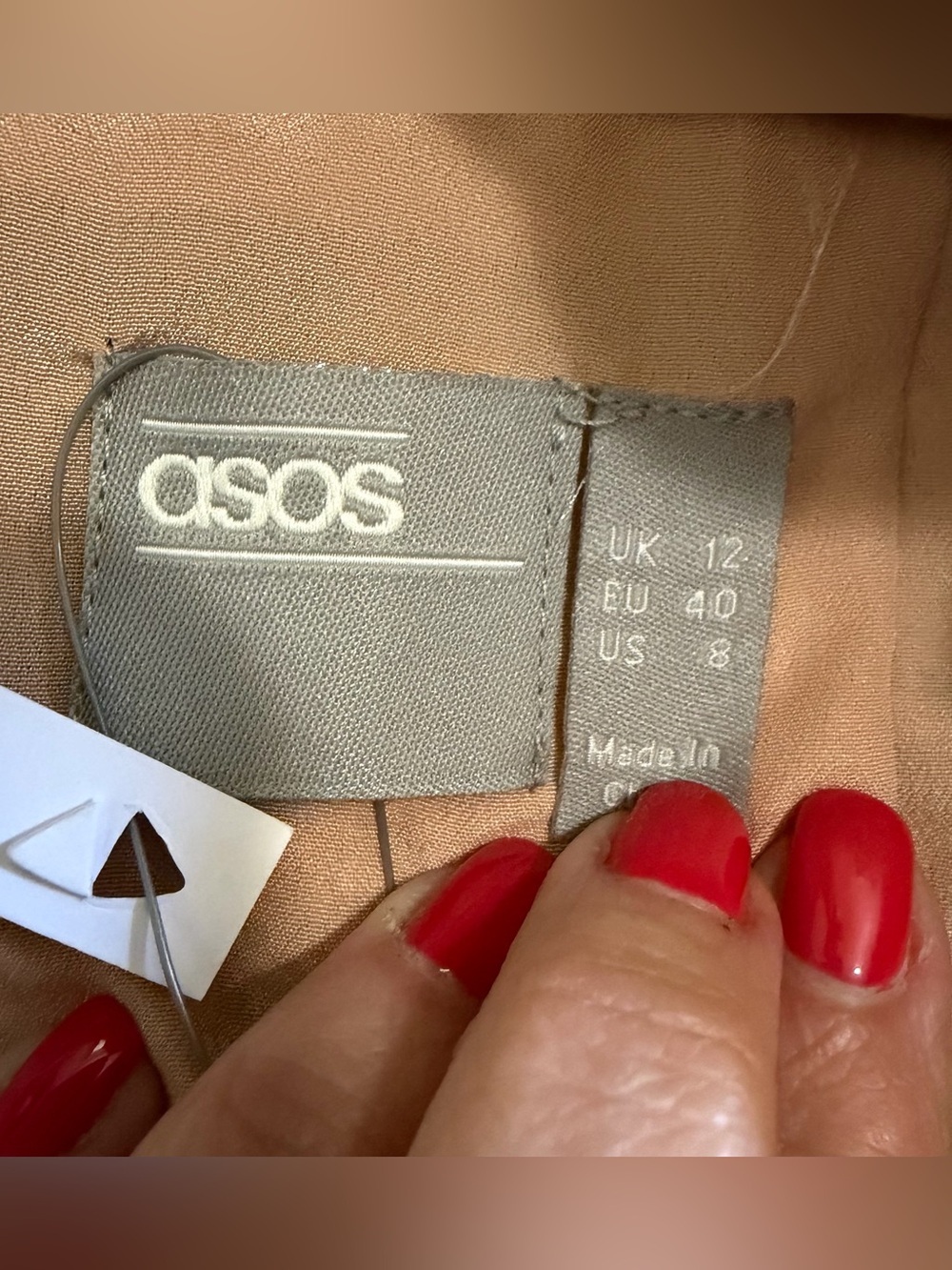 ASOS Silver Copper Swoop Neck Sequin Open Back Dress Size 8, NWT - Picture 2 of 14